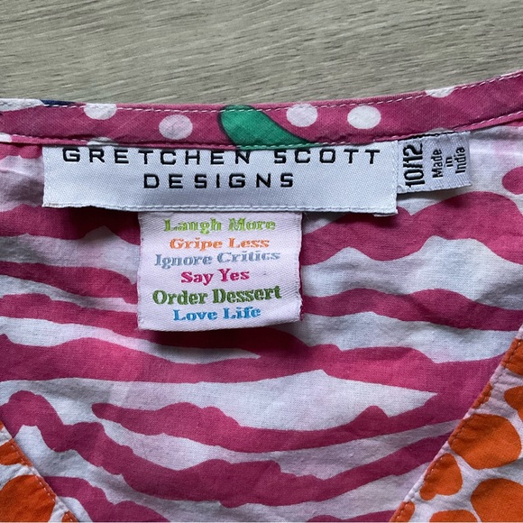 Gretchen Scott Spring Summer Colorful Fish Print Tunic Dress Size 10 / 12 - Picture 7 of 11